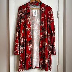 Filly Flair Dark Orange and Green Floral Kimono